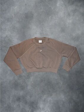 Gymshark Cropped Sweatshirt in Taupe Brown